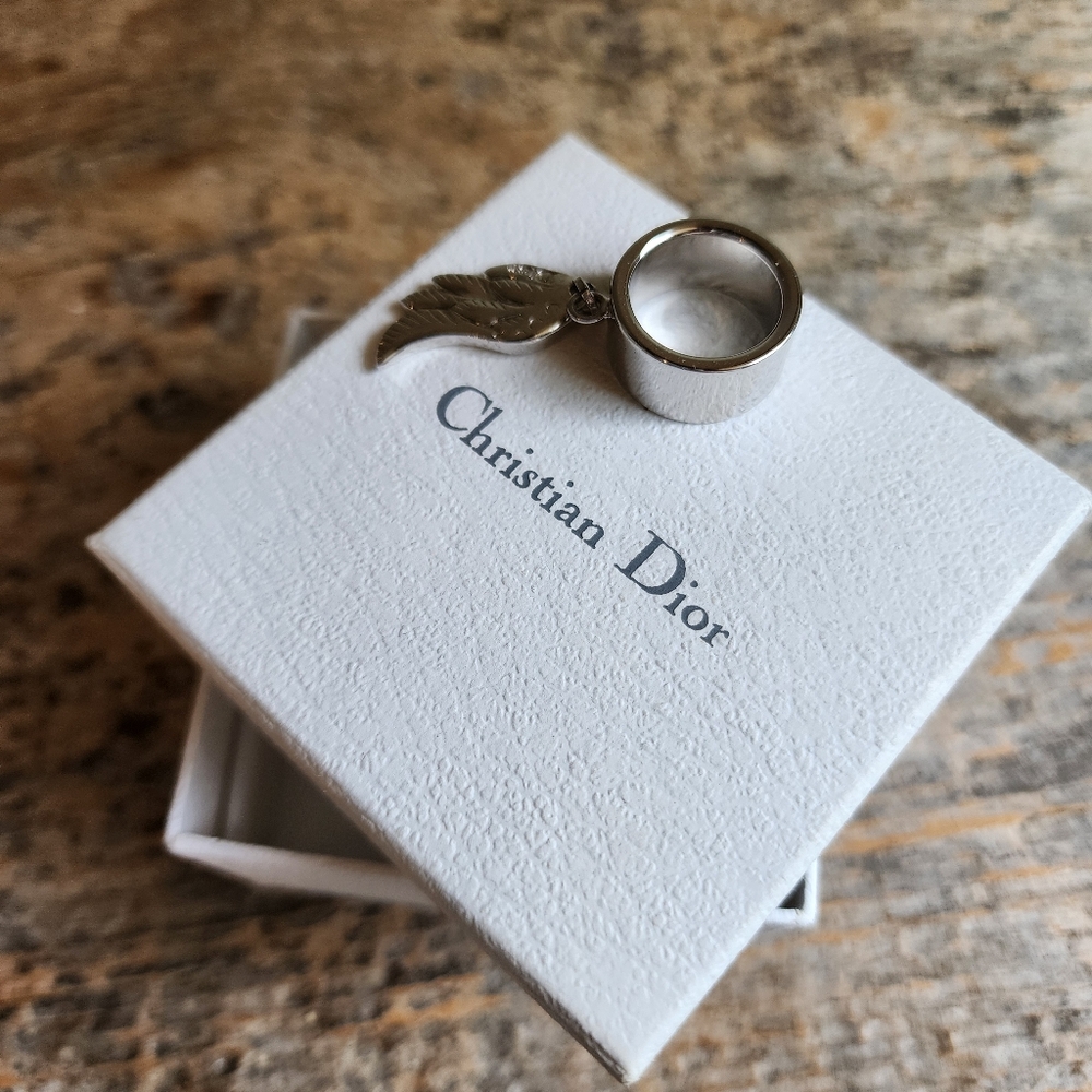 Christian Dior Silver Ring with Wing Charm Vintage